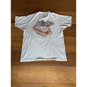 Nintendo Kirby Warp Star Rainbow Graphic Tee Sz L Retro Gamer Kidcore